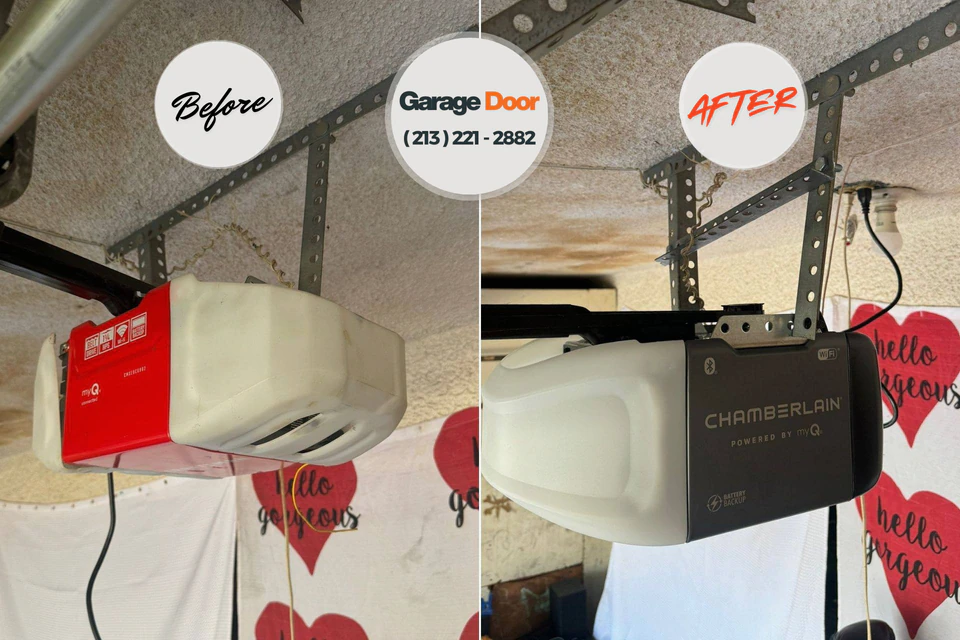 Before and after: garage door repair Youngwood, PA